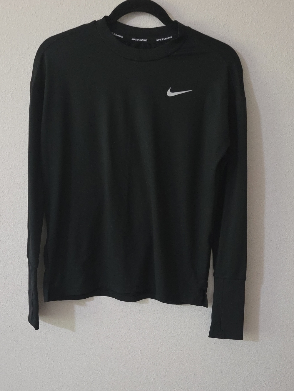 Nike Black Long-Sleeve Crew Training Tee with Reflective Swoosh